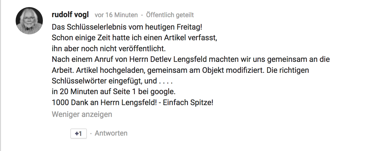 Wie komme ich auf Seite 1 bei Google. Diese Frage beantworten wir gerne