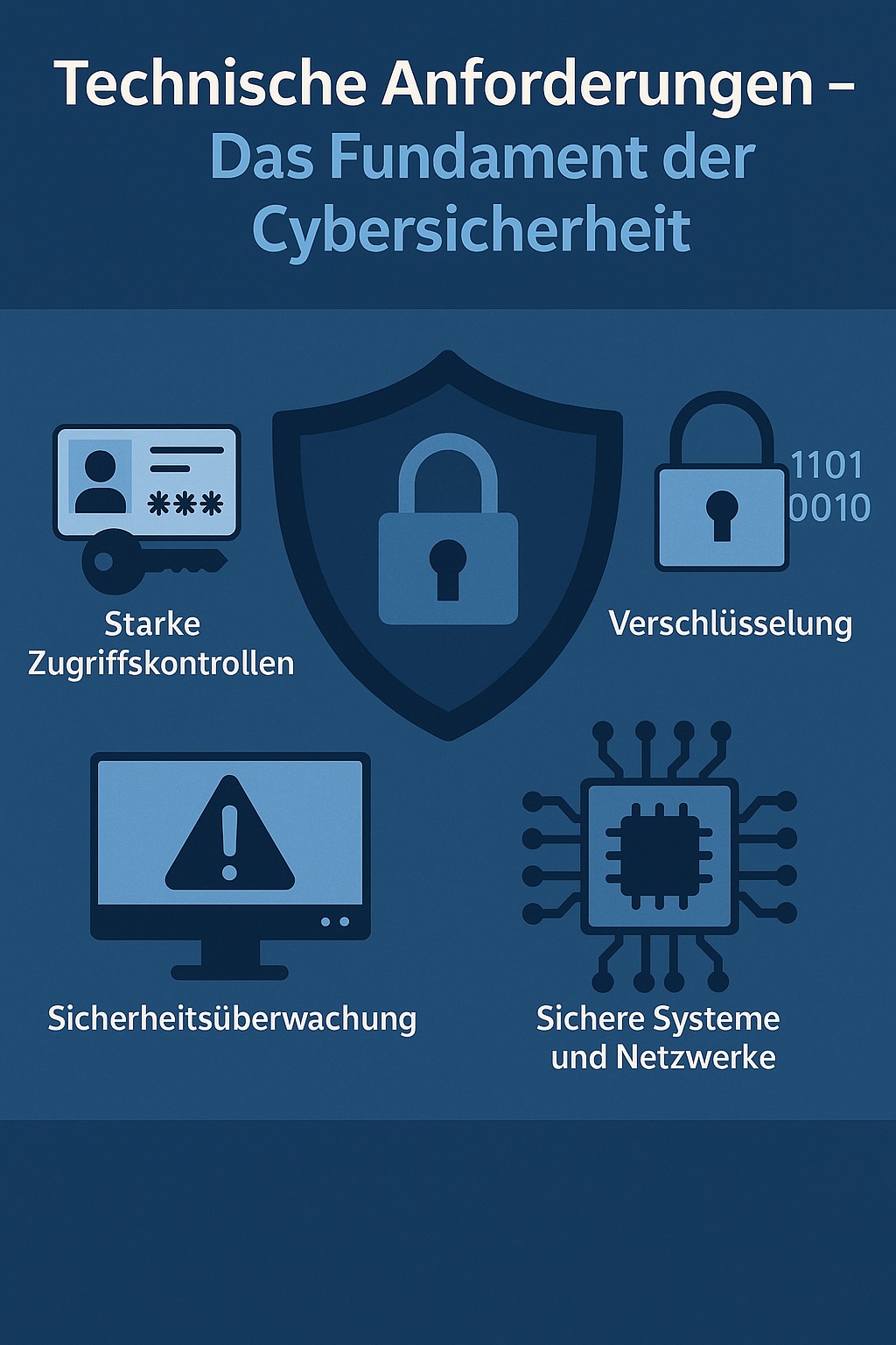 Infografik zeigt zentrale technische und organisatorische Maßnahmen der NIS2-Richtlinie für Unternehmen