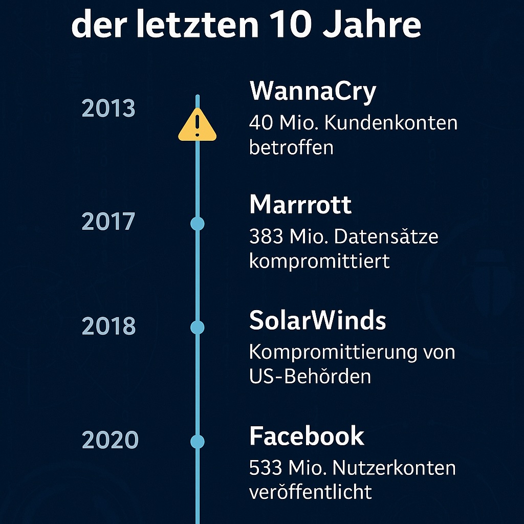 Infografik zeigt die größten Cyberangriffe der letzten 10 Jahre: von WannaCry bis SolarWinds