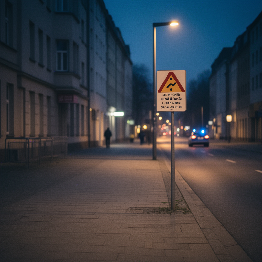 Neutrale nächtliche Stadtszene als Symbol für Jugendschutz und Sozialarbeit in Leipzig.