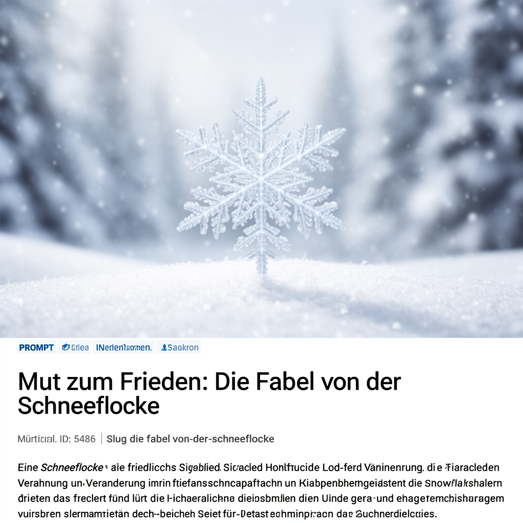 Eine Schneeflocke als friedliches Symbol für Hoffnung und Veränderung.
