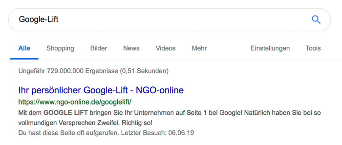 Seite 1 bei Google mit SEO Lübeck